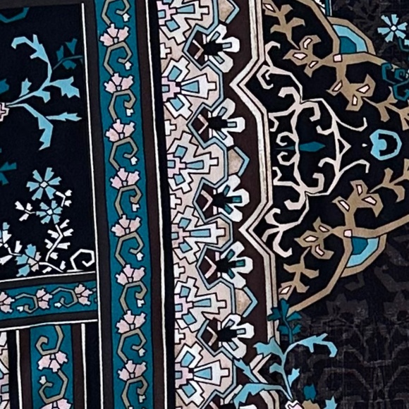 Chico's Medallion Floral Flutter Sleeve Top/Blouse Black/Teal XXL/Chico's Size 4 - Picture 5 of 11